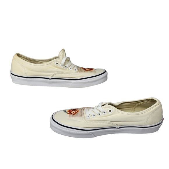 Vans Shoes Mens 10 Cream Floral Rose Embroidered Low Tops Skater Like New main image 12
